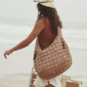 FP Movement Quilted Carryall Shoulder Bag Desert Sands Tan Free People Tote New